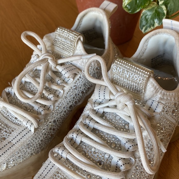 Steve Madden Maxima-R White Multi Rhinestone Chunky Sneakers - Picture 5 of 10